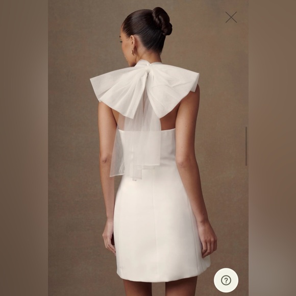 Meshki Maryam Tulle Bow Mini Dress - White - NWT - Picture 8 of 14